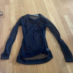 Mesh black long sleeve top